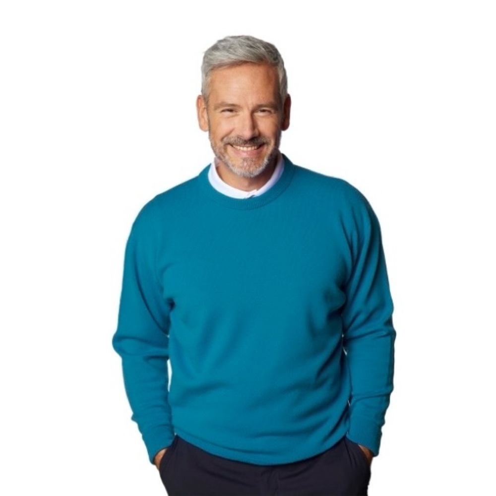 James Pringle Easy Care Teal Crewneck Jumper Sweater Size M